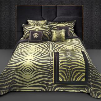 Roberto Cavalli Mako-Satin Bettwäsche Mirror Zebra yellow|135x200 cm + 80x80 cm