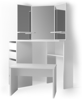 Eckschminktisch Arielle Weiß 110 cm mit Bank Vicco