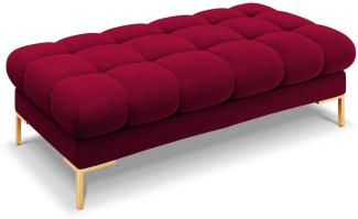 Micadoni 2-Sitzer Samtstoff Bank Mamaia | Bezug Red | Beinfarbe Gold Metal