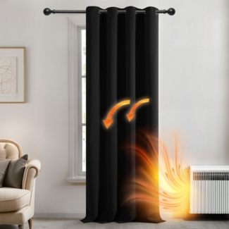 Deconovo Verdunkelungsvorhang Blickdichter Vorhang mit Ösen Gardinen Wohnzimmer 1 Stück, Verdunkelung Lärmschutz Thermogardine Dicke Vorhänge Kälteschutz