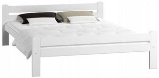 Home Collective Bettgestell Einzelbett Holzbett aus Massivholz Kiefer mit Lattenrost (mit abgerundeten Kanten & verstärkter Mittelstrebe), 205x132x58.5 cm, Weiß