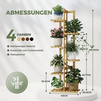 Bamworld Blumenständer Bambus-Pflanzenständer 6-stufig, 40 x 20,3 x 121,9 cm (1 St), Ideal für Terrasse, Garten, Balkon sowie Wohnzimmer & Schlafzimmer