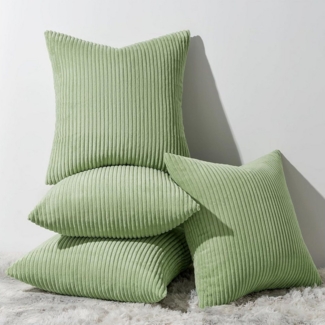 Topfinel Kissenbezüge 4er Set Kordsamt, flauschig Farbverlauf, Gestreift, Kissenbezug für Sofa Schlafzimmer Wohnzimmer Balkon Kinder