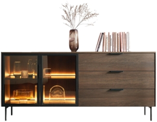 Compleo Schubkastenkommode modern und elegant MARBELA, Kommode mit drei Schubladen, mit Glasfront