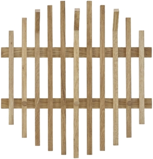 Robas Lund, Wandgarderobe/-paneel BANTRY, Eiche massiv, Natur geölt, 3 große Haken, 3 Haken, runde Optik, B/H/T: 58/60/11 cm