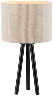 JUST LIGHT Tischleuchte DURO, H 45 cm, Beige, Schwarz, Kunststoff, ohne Leuchtmittel, Lampenschirm aus Cord, 100% klimaneutralisiert