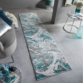 FLAIR RUGS Läufer Marbled, rechteckig, Höhe: 12 mm, dezenter Glanz, mehrfarbig, modernes Marmor-Design, Teppichläufer