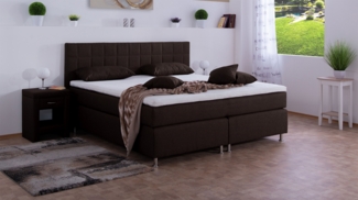 Meisterbetten Boxspringbett Inka 180x220 in WT-Dunkel Braun, Matratzenbezug Nano, Komfortschaum-Topper