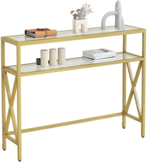 YMYNY Konsolentisch Gehärtetes Glas Sofa Tisch Industrieller Flur Gold