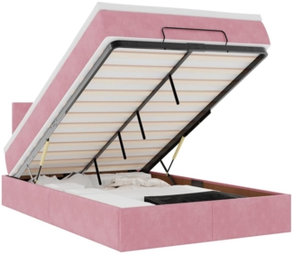 vidaXL Ottomane Bett mit Matratze & LEDs Rosa 120x190 cm Samt 3312541