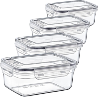Centi Vorratsdose Frischhaltedosen mit Clipverschluss 2,3 L, Kunststoff, (4-tlg, 4er-Set), Vorratsdosen mit Dichtung