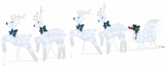 vidaXL LED Rentiere 5 pcs Silber Stoff 3385888