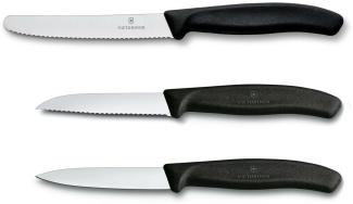 Victorinox Swiss Classic Gemüsemesser-Set, 3-tlg, 2 x Gemüsemesser Wellenschliff, 1 x Gemüsemesser Gerader Schliff