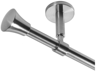 BASIT Gardinenstange Rohr Edelstahloptik 16 mm mit Deckenträgern 120 cm E19, Ø 16 mm, 1-läufig, verschraubt, Metall, D11 120 cm E19 Knauf