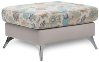 Hocker Polsterhocker ELISABETH Polyesterstoff Hellbeige / Muster
