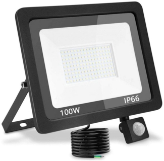 PRIISF Außen-Wandleuchte LED Strahler Fluter Außen Bewegungsmelder Scheinwerfer IP66 Wandlampe, 100W, Kaltweiß, 6500K, 3000LM, LED Flutlicht Außenbereich Landschaft Festverdrahtet, Flutlichtstrahler Außenleuchte Spotlight Strahler Sensor Wasserdicht