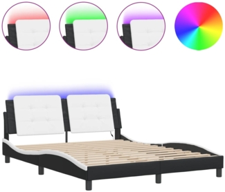 vidaXL Bettgestell mit LED ohne Matratze "Zadar" Schwarz und Weiß 160x200 cm Kunstleder 3214122
