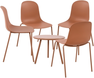 CLP 4er Sitzgruppe Berdin Set 1 Tisch 4 Stapelstühle wetterfest UV-beständig,terracotta