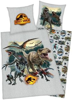 Bettwäsche Renforce-Wendebettwäsche JURASSIC WORLD, Baumwolle, 2 teilig, 135 x 200 cm, Mehrfarbig