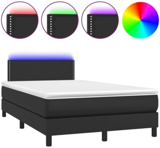 vidaXL Boxspringbett mit Matratze & LED Schwarz 120x190 cm Kunstleder 3270129