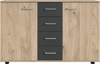 Kombikommode >ANGIE< in HICKORY OAK + GRAPHIT - 130x83x41cm (BxHxT)