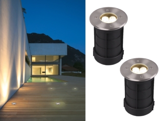 TRIO Leuchten LED Einbauleuchte, LED fest integriert, Warmweiß, 2er Set Boden-einbaustrahler Außen, Garten-leuchten mit Strom, Ø11cm