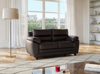 Vente-unique - Sofa 2-Sitzer - Kunstleder - Braun - MANOA