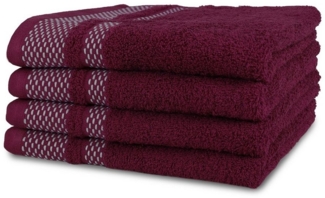 jilda-tex Handtuch Set, Frottier, (4-tlg), weich, strapazierfähig und saugstark mit feiner Bordüre