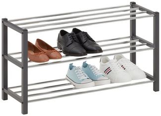 IDIMEX Schuhregal DUBLIN, Schuhständer mit 3 Ablagen, 80cm breit Schuhaufbewahrung Metall grau