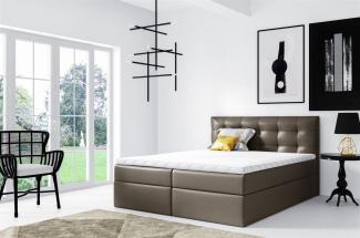 Boxspringbett OVIEDO 120x200 cm Kunstleder Braun