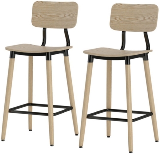MC Star Barhocker 2er Set Barstuhl Tresenhocker mit Rückenlehne und Fußstütze (Metallregal für Kleinen Raum, Eingang, Flur, Wohnzimmer, 110 x 30 x 75 cm Schwarz)