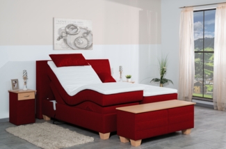 Meisterbetten Boxspringbett Syma 120x200 in W-Red, Matratzenbezug Nano, Ergoflex-Topper