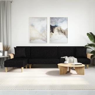 Schlafsofa in L-Form Schwarz 279 x 140 x 70 cm Stoff