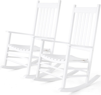 TLGREEN Schaukelstuhl aus Holz für den Außenbereich mit hoher Rückenlehne, (Schaukelstuhl für den Innenbereich, übergroß,einfach zu montieren, 2 St), für Garten, Rasen, Balkon, Veranda