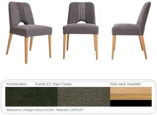 Stuhl Naomi Varianten Polsterstuhl Massivholzstuhl Esszimmerstuhl Eiche natur lackiert, Kombi EC Rain Forest