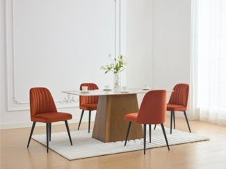 Vente-unique - Stuhl 2er-Set - Samt & schwarzes Metall - Terracotta - ELEANA