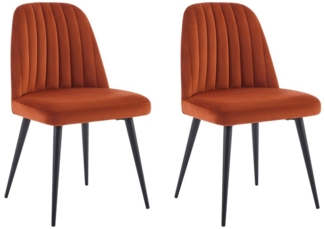 Vente-unique - Stuhl 2er-Set - Samt & schwarzes Metall - Terracotta - ELEANA