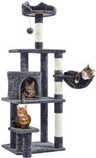 Yaheetech Kratzbaum, Katzenkratzbaum 145 cm Stabiler Katzenbaum mit Liegemulde