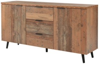 Fanttik Sideboard TV-Schrank mit verstellbaren Regalen, Aufbewahrungsschrank 140cm, vertikaler Schrank, drei Schubladen, Kommode für Wohnzimmer, Esszimmer