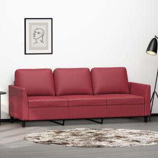 vidaXL 3-Sitzer-Sofa Weinrot 180 cm Kunstleder 359341