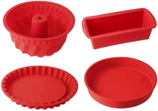 Dr. Oetker - Silikon Flexxibel 4er Set Rot Rund Obst Kasten Gugelhupf Back Form