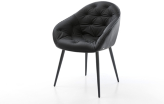 Esszimmerstuhl Gaio-Flex Echt-Leder Schwarz 4-Fuß konisch Schwarz