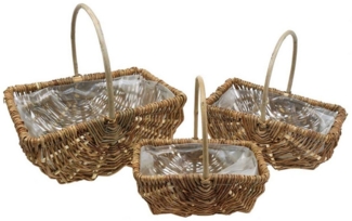 Viana Dekokorb Weidenkorb Set 3tlg rechteckig Naturfarbe, vielseitig als Dekokorb