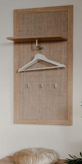 Finori 'Bali' Wandgarderobe, Holzwerkstoff, Sonoma Eiche mit Bast-Dekor, 110 x 30 x 55 cm