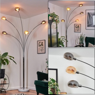 hofstein Stehlampe Stehlampe aus Metall in Weiß/Chrom/Rauch/Bernstein, Retro-Design, verstellbare Stehleuchte mit Marmorfuß und Schalter am Gehäuse, E14