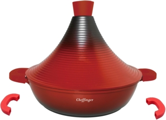Aluguss Tajine Tagine Ø32cm Induktion Silikongriffe Gartopf Dampfgarer Bräter Rot