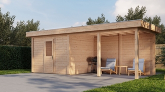 Lugarde Select Modern Gartenhaus mit Vordach Duisburg 300x250cm + 400cm - Unbehandelt