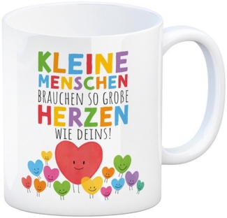 speecheese Tasse Herzen Kaffeebecher mit Spruch Große Herzen für kleine Menschen