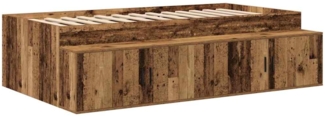 vidaXL Bettrahmen mit Schubladen Altholz 70 x 190 cm Holzwerkstoff 3335219