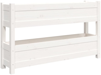 vidaXL Pflanzkübel Weiß 112x25x66 cm Massivholz Kiefer 823928